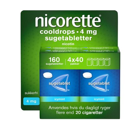 Nicorette Sugetablet Cooldrops Icymint 4 mg 160 stk, Medicin & Pleje, Rygestop, Nikotintabletter