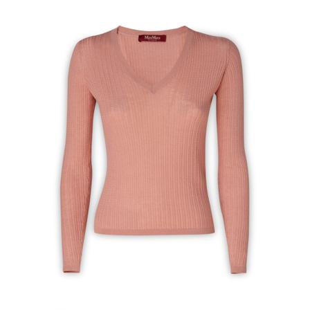 Max Mara Studio V-neck Strik Pink, Dame Striktrøjer