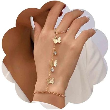 Gull krystall slave kjede armbånd vintage rhinestone ring håndledd armbånd tilpasse sommerfugl hånd kjede armbånd smykker for kvinner og jenter