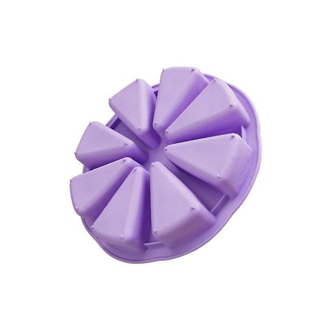 8 Trekant Hulrom Silikon Porsjonskakeform Skjæreskiver Bakverk Pan Pizza Skjæreskiver Pan(Lyselilla)