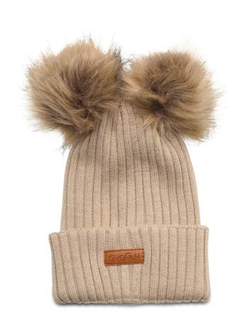 Merino Double Furry Beanie Accessories Headwear Hats Beanie Beige Gugguu