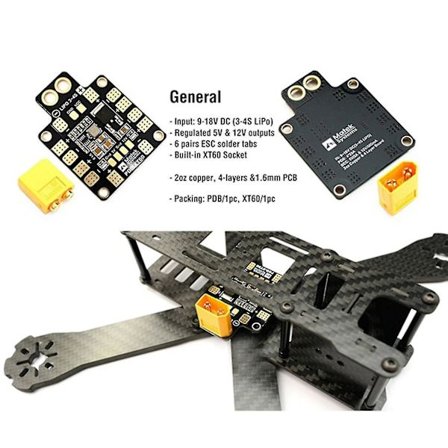 Pdb Xt60 Power Distribution Board Bec 5v 2a 12v0.5a Xt60 Plugg Kompatibel Med Fpv