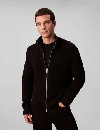 Calvin Klein Ls Fz Texture Stitch Jkt 5Gg - Black - XL