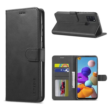 LC.IMEEKE Samsung Galaxy A21s Flip kotelot - Musta