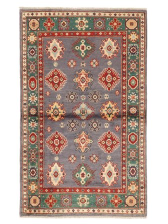 Hand Knotted Kazak Fine Rug 94X154 Wool Brown/Dark Red Small