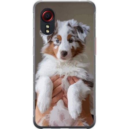 Kompatibelt Mobilskal till Samsung Samsung Galaxy Xcover 5 Söt hundvalp - Fluffig valp med blå ögon i närbildsporträtt