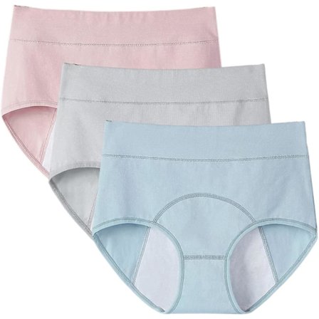3 stk. menstruationssikre trusser til kvinder, menstruationsundertøj i bomuld
