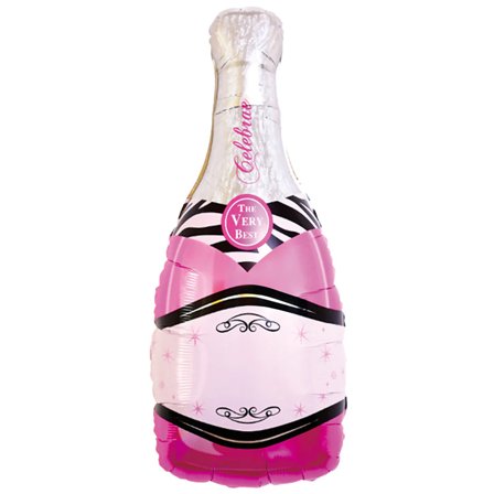 Folieballong Rosa Champagneglass, 49x100 cm