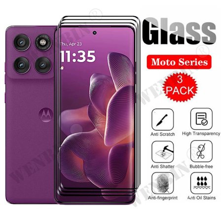 3 st Härdat Glas kompatibelt Motorola Edge 60 Fusion Pro Stylus Neo 50 Fusion Böjd Full Täckning Skärmskydd