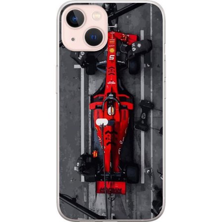 Kompatibel Mobilcover til Apple iPhone 13 F1-bil fra oven rød F1-racer i pitstop-illustration perfekt til motorsport race og fartfyldte motiver