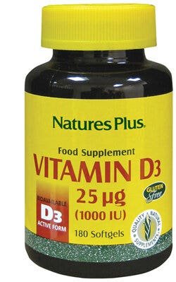 Natures Plus Vitamin D3 1000UI 180 Perle Softgels