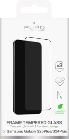 PURO Samsung Galaxy S24+/S25+ Frame Tempered Glass, black