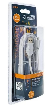 SCHWAIGER USB 2.0 Kabel A -> Micro B Ste/Ste 2,0m weiß