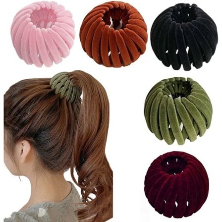 5 kpl linnunpesän muotoiset hiuspidikkeet samettista laajennettava hiussolki poninhäntäpidike hiusleuat pikakiinnityshiuspanta työkalu hiusasusteet 