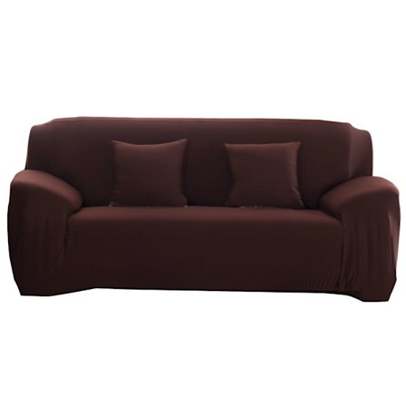 Kaffe Färg Dammsäker Elastisk Mjuk Polyester Soffa Överdrag Skydd Möbler ÖverdragDubbla Personer 145‐185cm