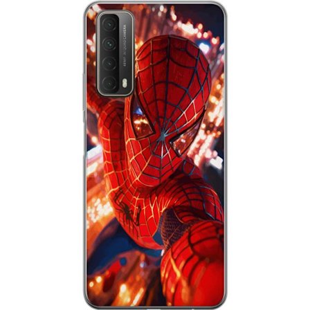 Yhteensopiva Puhelinkuori Huawei Huawei P smart 2021 Spider Man intensiivisessä toiminnassa välkkyvien valojen ja dynaamisen perspektiivin kera elok