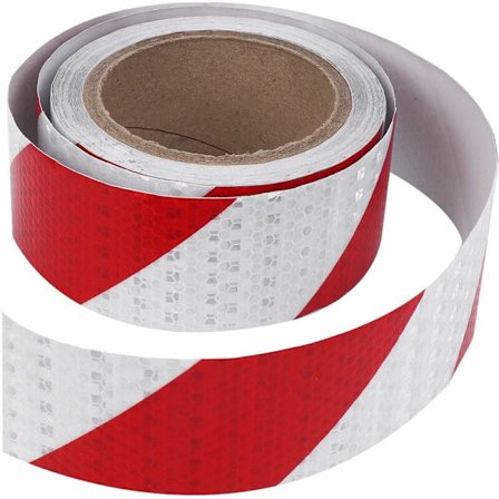 10m x 5cm reflekterende strimmel klistermærker rød + hvid farve