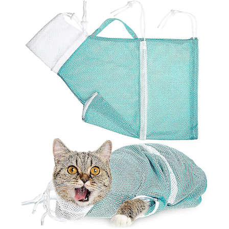 Katt Duschnätväska Katt Grooming Badväska Justerbar Katt Tvättsväska Multifunktionell Katt Begränsningsväska Förhindra Bita [DB]