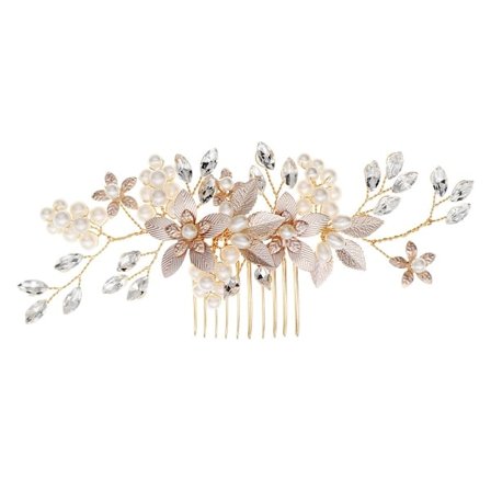 Guld brudhårkam med strass, guld
