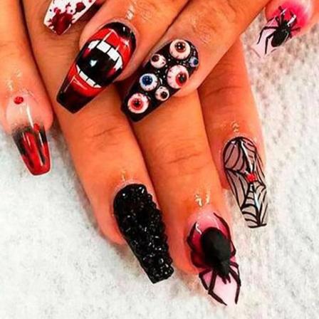 Halloween Fake Nails Ballerina tekokynnet 1 1 1