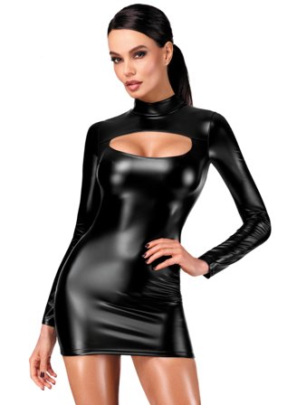 F366 Vixen Cut-Out Bodycon Dress - Vuxen.se - Sexig klänning i spets & glansigt material