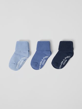Polarn O. Pyret - 3-pack of anti-slip socks - 19|21 - Childrenswear - blue