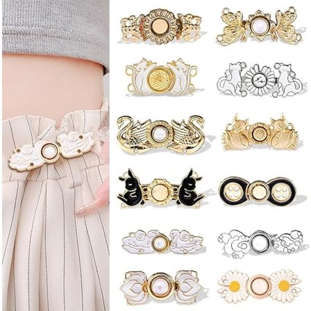 12 sæt justerbare taljespænder, justerbar buksetaljestrammer, taljejusteringsklemmer til kjolejeans, der er for løse