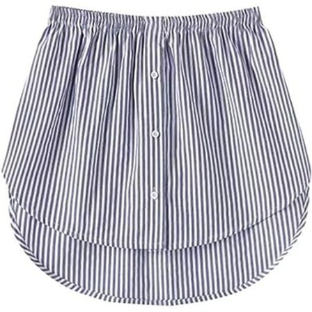 Miniskjørt Skjorteforlenger (L), Dame Justerbar Stretchy Skjorte Skjørt Stretchy Hem Skjørt Falsk Hem Skjorteforlenger Miniskjørt for Jenter og 