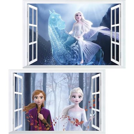 2 stk. Frozen Disney veggklistremerker Frozen stue flyttbare Elsa veggklistremerker