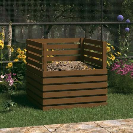 Vidaxl Kompostlåda Honungsbrun 80x80x78 Cm Massiv Furu Brun