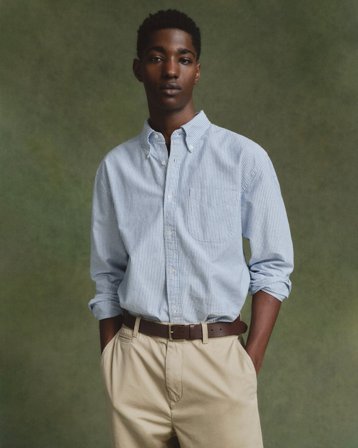 GANT Herren Relaxed Fit US Oxford Banker Stripe Hemd (S) Blau