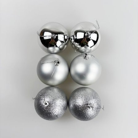 Ekstra store julekuler 8 cm, 6-pakning juledekorasjon