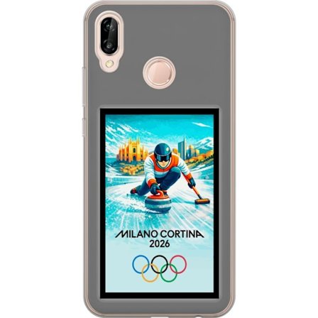 Yhteensopiva Puhelinkuori Huawei P20 lite Jääkiekkoilukuva, jossa pelaajat liikkuvat jäällä, Milano Cortina 2026, Milanin maamerkit ja olympialaisten