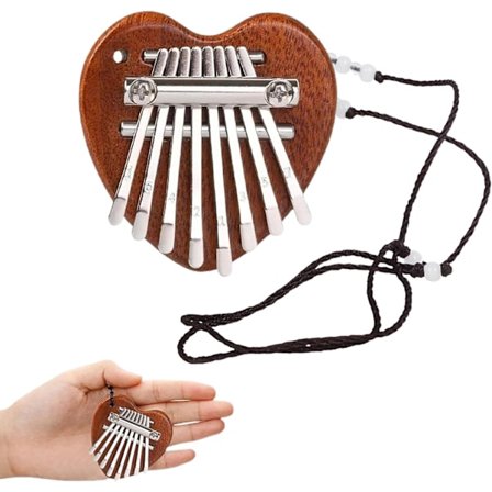 1 stk (trehjerte) 8-tangenters kalimba, limba, barneinstrument