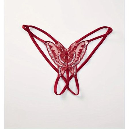 "Röd, Erotisk Grenlös Stringtrosa ~ Sexiga Fjärils Trosor ~ Kryddiga Underkläder".