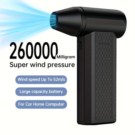 260000 RPM Genopladelig Håndholdt Ventilator, Høj Hastighed til Køling & Blæsning af Sne/Støv, Bærbar til Bil, Hjem og Udendørs