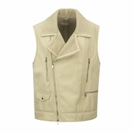 Brunello Cucinelli Sleeveless leather biker inbo, Herre Veste