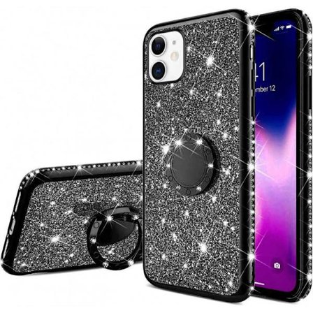 iPhone 12 iskuja vaimentava kotelo, jossa sormusteline tekojalokivi