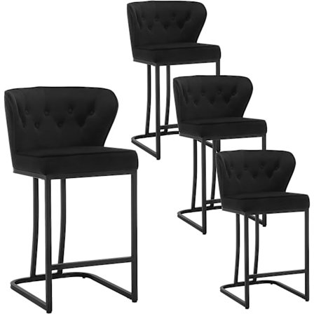 Rootz Velvet Barstol - Bordskammel - Polstret stol - Luksuriøs komfort - Forbedret stabilitet - Holdbart design - 49 cm x 85 cm x 48,5 cm