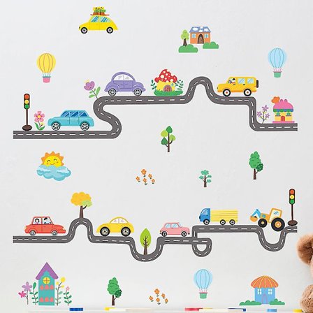 Dww-Små bilvägar transport barnrum väggdekoration klistermärken klistermärken