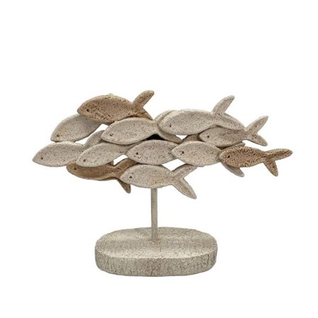 Dekorativ fiskeskulptur af polyresin, beigebrun, 31,2 cm