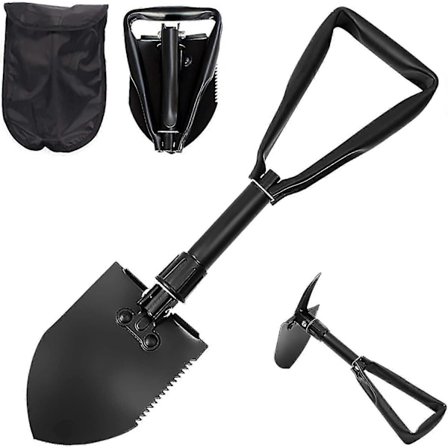 Multifunktionell hopfällbar camping spade, avtagbar portabel spad-kit, spade för camping, strand, vandring, utomhus, fiske, trädgårdsarbete, 