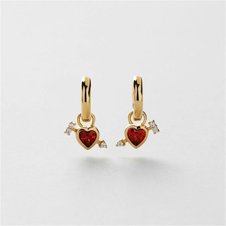 Red Heart Arrow Hoops - Örhängen - 18K GULDPLÄTERAT STERLING SILVER - Safira