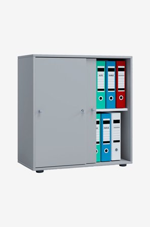 VCM - Kontorskab Lona L med skydedøre - Grå - Skabe - Fra Homeroom