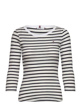 1985 Slim Slub Open-Nk 3/4 Slv White Tommy Hilfiger