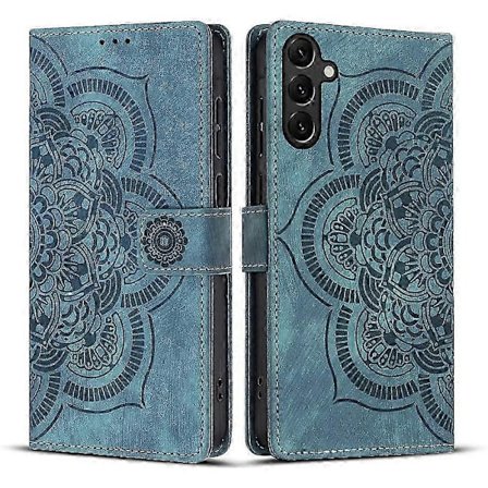 Frostat Läderfodral Mandala Retro Telefon Blå
