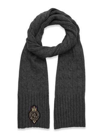 Lauren Ralph Lauren | Crest-Patch Cable-Knit Scarf | ONE SIZE