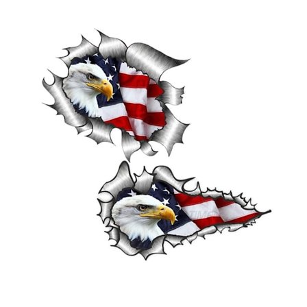 2 st American Bald Eagle Flag Stickers USA Flag Car Decal