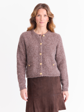 MATCH - Tanita cardigan - Marie Philippe - Str. S - Dame - Gensere & Cardigans - Brun - 59% ull, 27% mohair, 9% polyester, 5% nylon