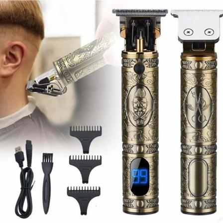 SURKER Professionell hårklippare USB-laddningsskäggtrimmer med LED-skärm för män